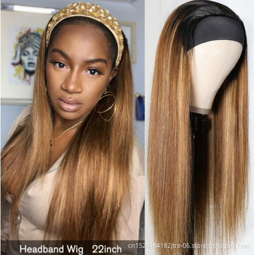 human hair feeling wholesale long straight synthetic headband wigs vendors,  private label headband wig for black women
